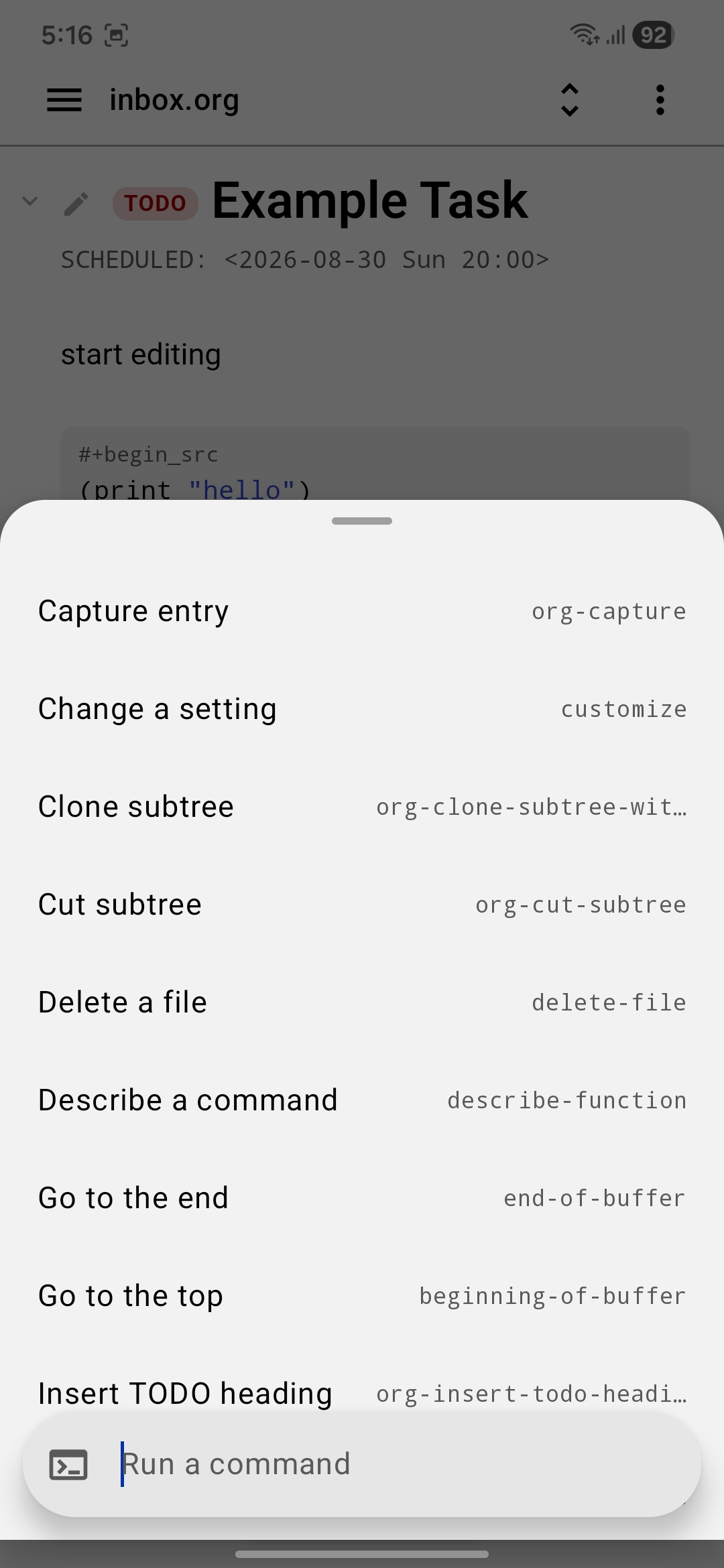 Command palette